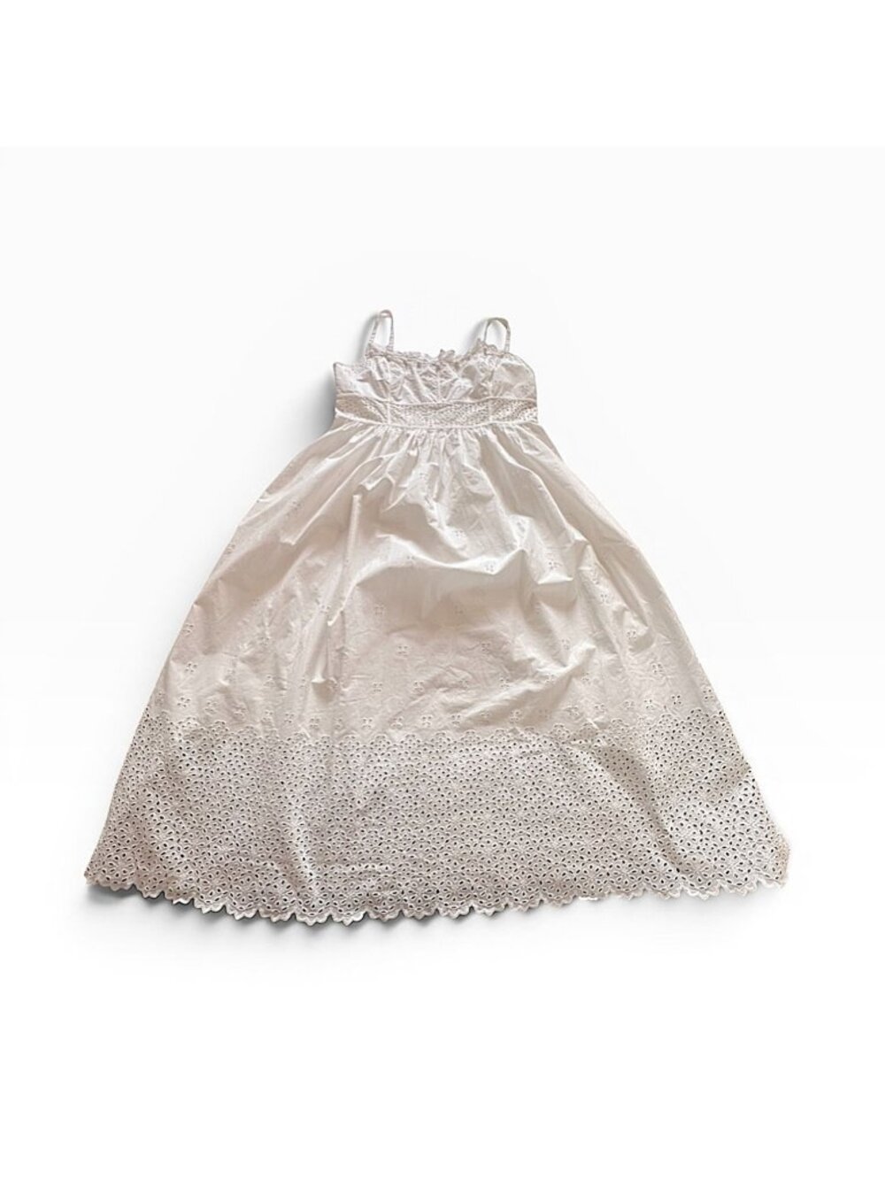 ULLA JOHNSON Celestia Broderie Anglaise Cotton Midi Dress, Sz12, Cowrie, NWT - Picture 9 of 16